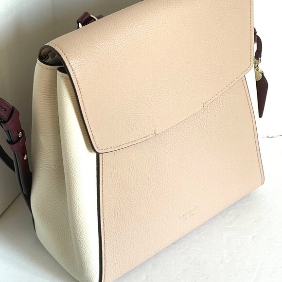 Kate Spade Grace Medium Leather Backpack Beige Colorblock - Picture 9 of 13